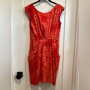 Shoshanna red print silk blend dress